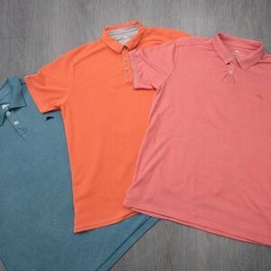 Tommy Bahama Polo Bundle Mens Large 3 Pack Pink Orange Blue Casual Golf